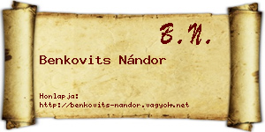 Benkovits Nándor névjegykártya
